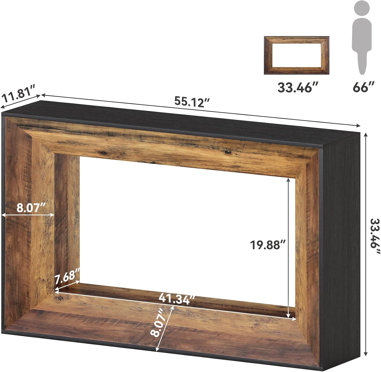 55" Console Table, 2-Tier Farmhouse Sofa Table Behind Couch